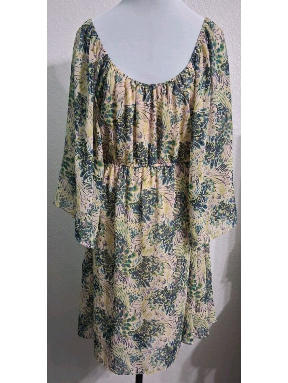 Ronnie Nicole Off Shoulder Peasant Dress , Boho, Whispy Multicolor, Size 16, EUC